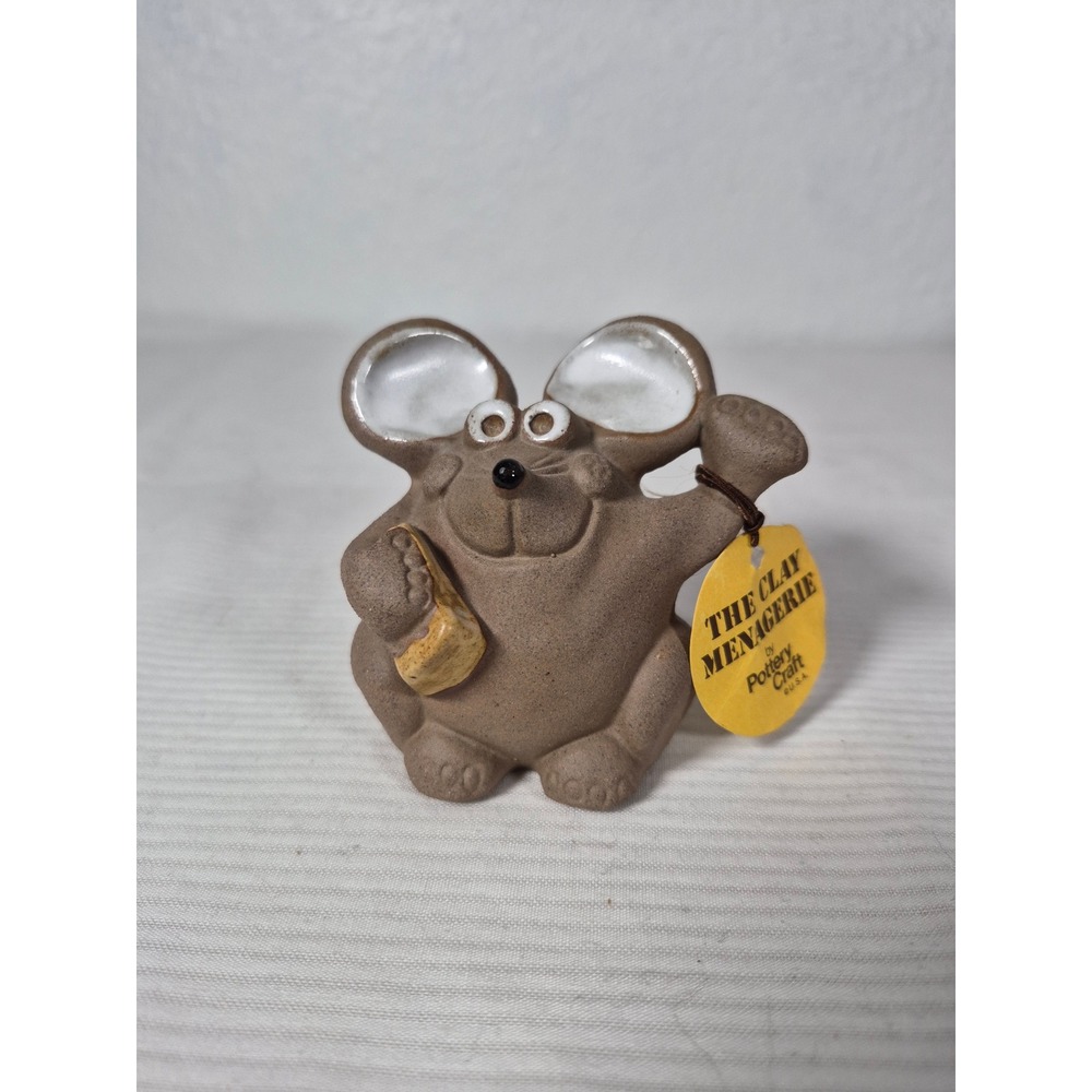 Pottery Craft USA The Clay Menagerie Maxie Mouse Stoneware Figurine with Tag